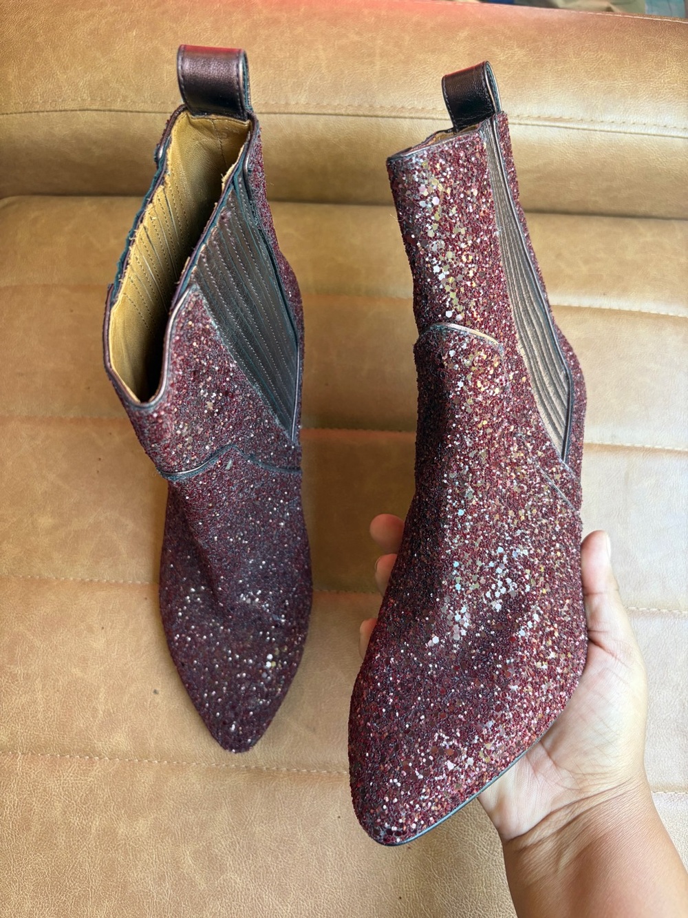 Veronica Beard Bennett ankle crushed glitter boots